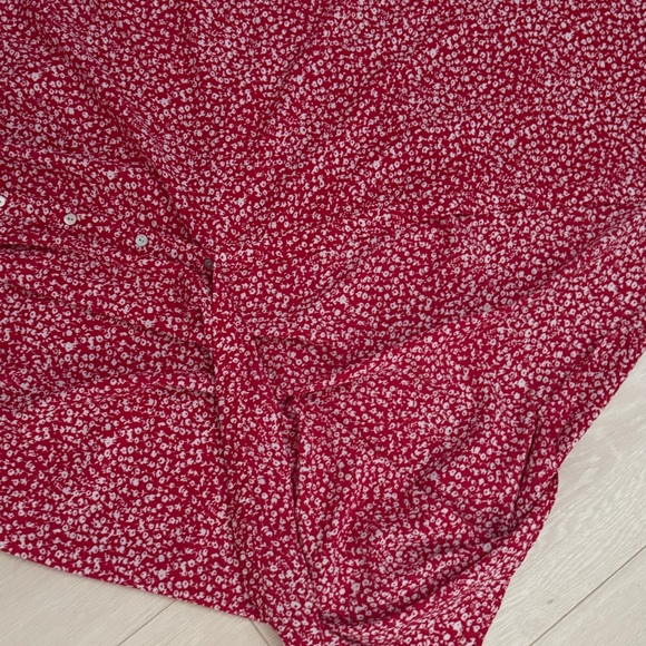 Kate And Lily Red White Floral Short Sleeve Midi Dress - Picture 8 of 9